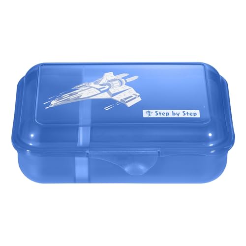 Step by Step Lunchbox „Starship Galactus“, blau, mit Trennwand und Klickverschluss, spülmaschinenfest, BPA-frei, für Schule und Kindergarten, für Jungen, 0,9 Liter
