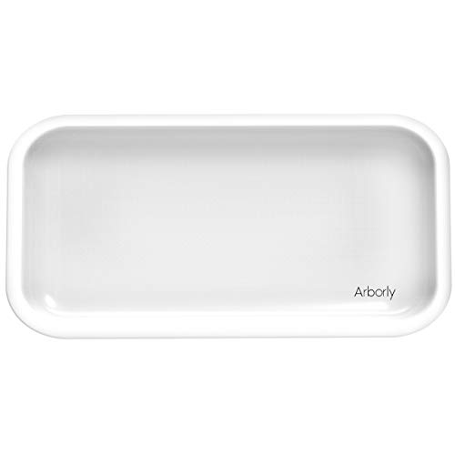 Premium Metal Rolling Tray - Large Cigarette Rolling Tray - 10.6 x 6.3 (White)