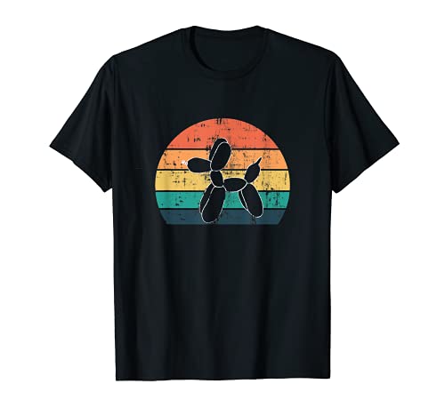 Retro Vintage Sunset Balloon Animal Dog Artist Friend Party T-Shirt, Black