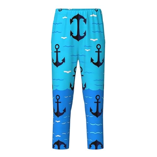 Pajama Pants Pajama Bottoms with Elastic Waistband Sleepwear Lounge PantsOcean Anchor