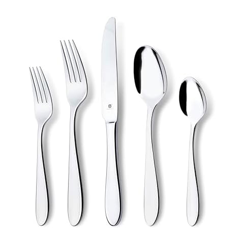 DANIALLI Modern Razzoli Silverware Set - 18/10 Stainless Steel Flatware Set for Elegant Dining - Dishwasher Safe Cutlery Set (40-Piece) Cover