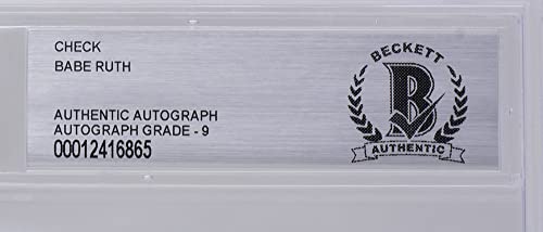 Babe Ruth Signed Bank Check Autograph Grade 9 Bas #TOP3