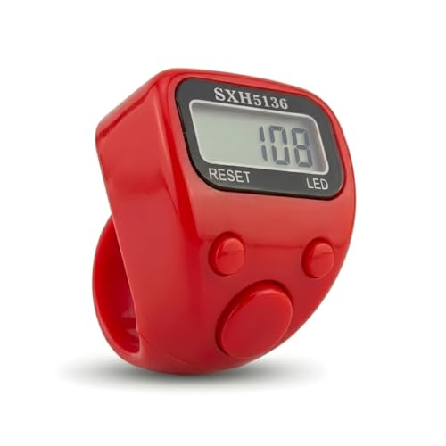 Image of Digital Finger Ring Counter, LCD Display with LED, Reset Function, Tally Counter (Pack of 1-Multicolour) (Red)