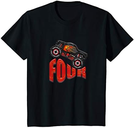 Kids Monster Truck, Birthday Boy, 4th Birthday T-shirt