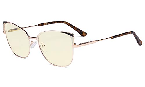 Eyekepper Ladies Oversized Blue Light Filter Glasses - Butterfly Design Computer Eyegalsses Women Anti Screen UV Rays - Cut Digital Glare Filter Reduce Eye Strain - Gold