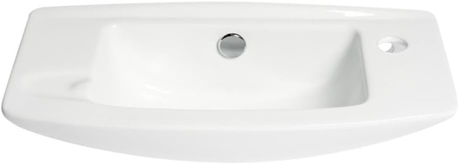 Pemberly Row 20 in Wall Mounted Ceramic Bathroom Sink, Glossy White Finish, Compact Design with Faucet Hole, Durable Porcelain Bowl for Powder Room or Small Bathroom