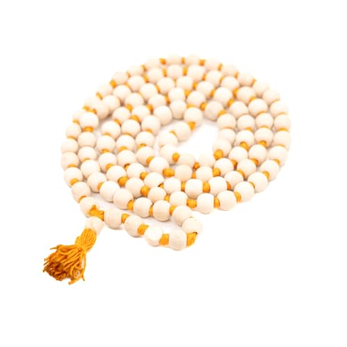 MAHESHWARAM Tulsi Japa Mala 108 Beads for Meditation & Mantra Chanting | Original Tulsi Mala with Radha Krishna Printed Cotton Gomukhi Bag | Spiritual Prayer Beads for Pooja & Yoga