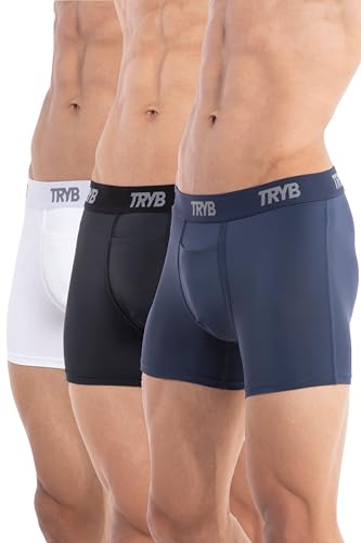 Image of TRYB Sports Underwear for Men | Stretchable Active Square Cut Trunks for Running & Gym Workout | Quick Dry, Breathable, Moisture Wicking & Anti Chafing | Sports Innerwear Boxers