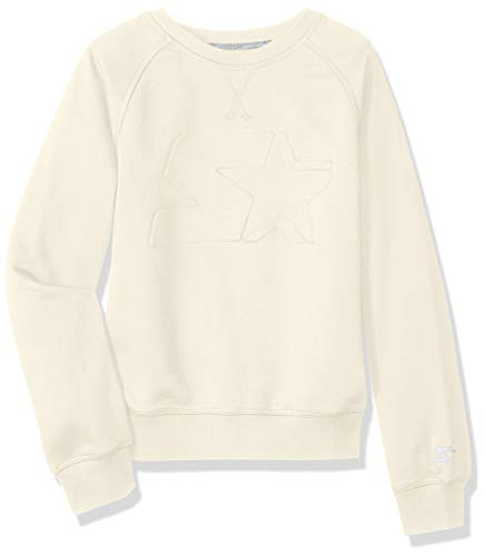 Starter Girls' Lightweight Crewneck Sweatshirt with Embossed Logo, Amazon Exclusive, Ivory, M