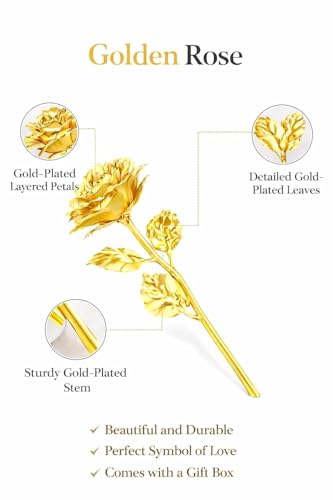 Image of Yadava Artificial Red Rose Flower for Valentine Day Gift Romantic Gift for Girlfriend Boyfriend Husband Wife | Cute Star Keychain, Message Bottle & Love Cards in Premium Gift Box (Golden Bouquet)