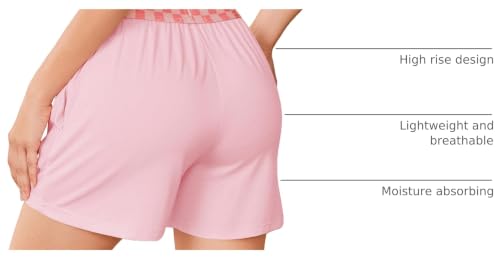 Image of Ekouaer Womens 2 Pack Pajama Shorts 2026 Comfy Elastic Waist Sleep Shorts Bamboo Viscose Soft Pj Bottoms with Pockets