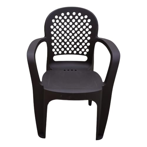 Image of Cello Crystal Armrest Plastic Chair with Matt Finish | Chairs for Home, Garden, Living Room Indoor and Outdoor Use (Colour: Brown, Set of 2)