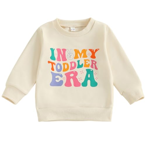 luethbiezx Toddler Baby Girls Sweatshirt in My Toddler Era Long Sleeve Pullover Crew Neck Retro Top Fall Clothes2