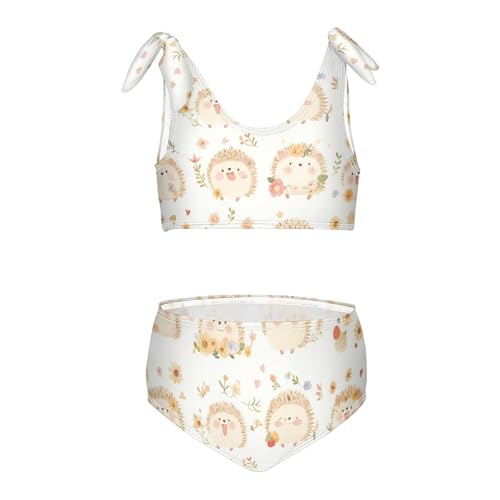 KLL Cute Watercolor Hedgehogs Girls' 2 Piece Bikini Sets Scoop Neck Swimsuit Swimwear Adjustable Shoulder Strap