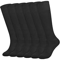 ouhos 3 Pairs Kids Cushioned Thick Football Socks Boys Girls Black White Knee High Cotton Athletic Socks Long Sports Soccer Training Socks for Children Youth Junior 5-12 Years