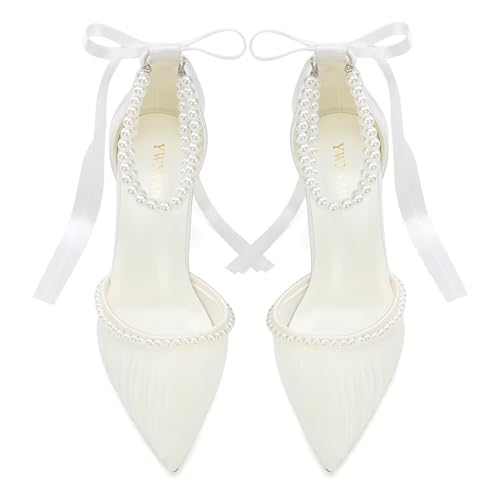 Block Heel Wedding Shoes for Bride Pearl Heels Bridal Shoes Closed Toe Wedding Heels2