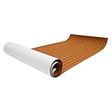 Bootsbodenbelag Eva Schaum 269x89cm 6mm, Selbstklebender Rutschfester Marine Teak Bodenbelag, künstliches Teakholz Design braun schwarz, zuschneidbare Bootsdeck Matte für Boot Yacht Ponton Wohnmobil