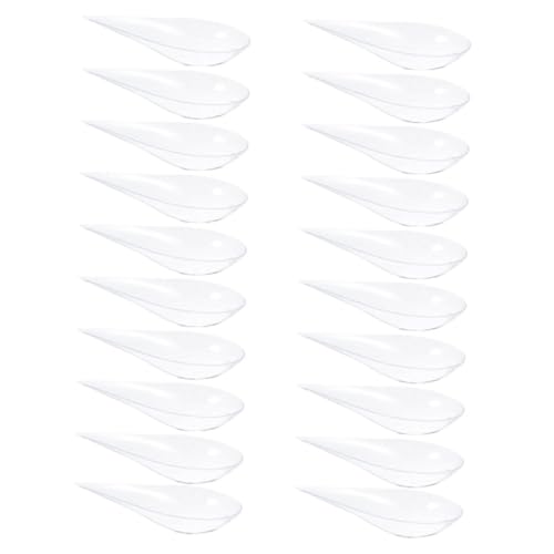 ARTSEWPLY 20個 使い捨てデザートスプーン透明水滴型ケーキ試食プレート付パーティー向け健康的食品対応