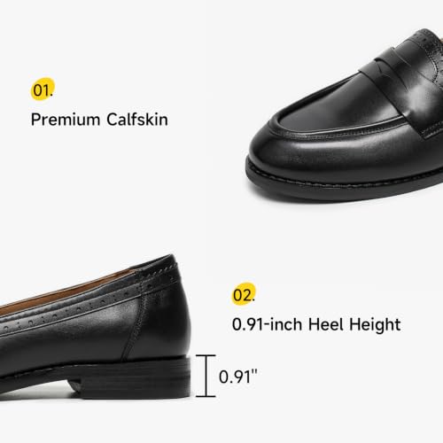 Image of BEAU TODAY Womens Leather Penny Loafers, Slip On Loafer Flats | Premium Sheepskin Upper, Pigskin Lined and Cowhide Insole for All Day Comfort, Non-slip Rubber Sole, Office or Casual Wear