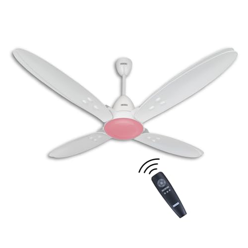 Image of USHA Bloom Lily Nova 4-Blade BLDC Ceiling Fan |100% Copper Motor |Bi-Directiona|RF Remote |Sleep, Boost & Timer Mode |Whisper-Quiet |Dust-Resistant |3Y Motor & 2Y PCB Warranty | White & Light Pink