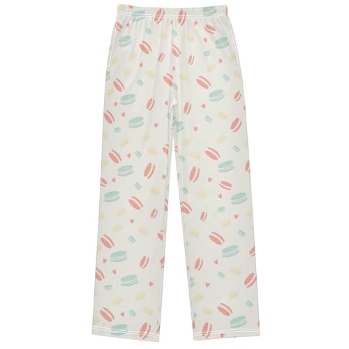 Boy's Pj Pants Cute Macaroon French Lounge Bottoms Elastic Kids Sweatpants Joggers with Pockets Size 6-14