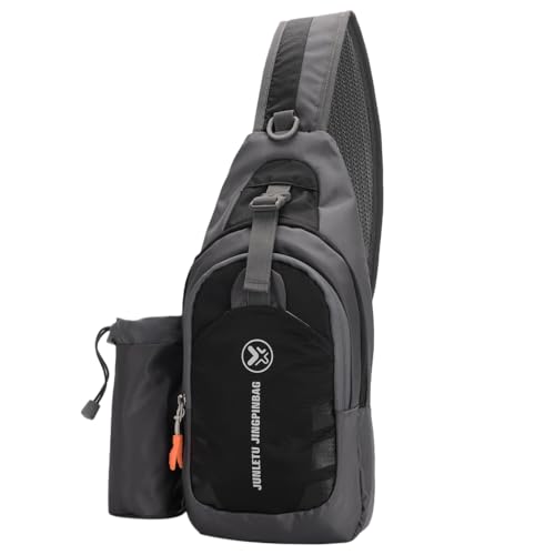 Mochila Transversal Esportiva, 36 cm x 17 cm, Bolsa Tiracolo para Camping, Ciclismo e Viagem, com Suporte para Garrafa