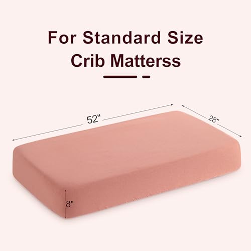 Image of NTBAY 2 Pack Muslin Cotton Crib Sheets, Soft and Breathable Double Layer 28x52 Baby Crib Sheets for Standard Crib and Toddler Mattresses, Boys, Girls, Unisex, Blush Pink, 28x52 Inches