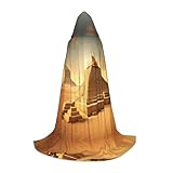 disfraz de piramide alimenticia 2 HJLUUFT Bata con capucha de mago con estampado de pirámide egipcia en el desierto para adultos, disfraz de Halloween, capa con capucha, disfraz de mascarada