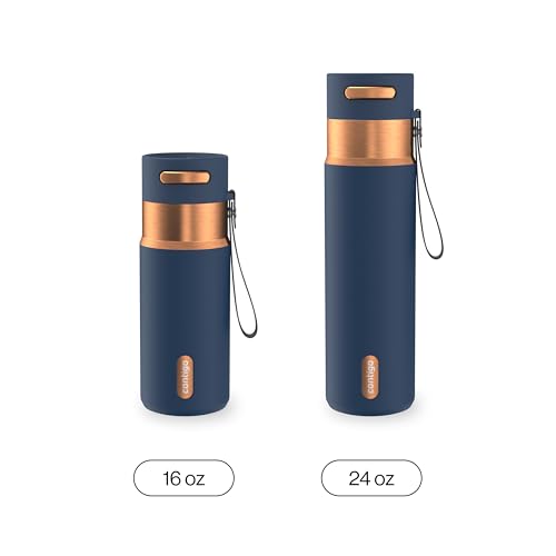 Image of Contigo AutoSeal 24 oz Stainless Steel Vacuum-Insulated Water Bottle with Leakproof Push-Button Spout & Lock, Carry Strap, BPA-Free & Lead-Free, Dishwasher Safe