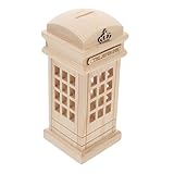 TOGEVAL 木製 貯箱 コインキャッシュボックス 小銭入れケース 大人用マネーバンク 現貯ポット キャッシュコンテナ 電話ボックスデザイン 家 オフィス用
