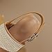 LZNBHH Women Low Block Heel Split Toe Nude Back Braid Pattern Slingback Sandals (9,Beige,Female,9,Women)