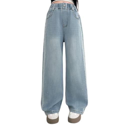 Pantalones retro de pierna ancha desgastados vaqueros holgados Y2K con tiro alto cómodo