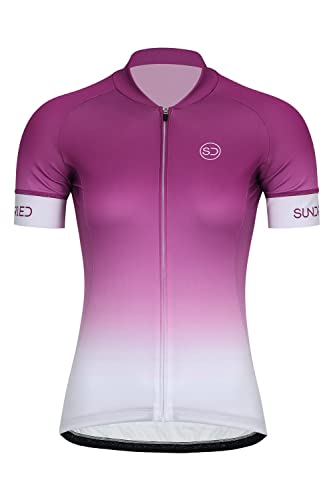 Sundried Women's Pink Fade Cycle Jersey Short Sleeved Road Bike Cycling Top Ladies MTB Shirt