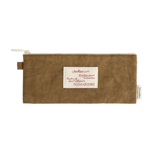 Image of Monolike Archive247 Faded Pencil Case, Brown - Classic Muted Tone Desk Organizer, Vintage Minimalist Writing Instrument Pouch