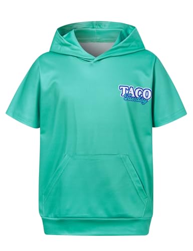 UNIFACO Boys Short Sleeve Hoodie Taco Tuesday Funny Saying Tee for Family Activities & Cinco de Mayo Youth Size 12T