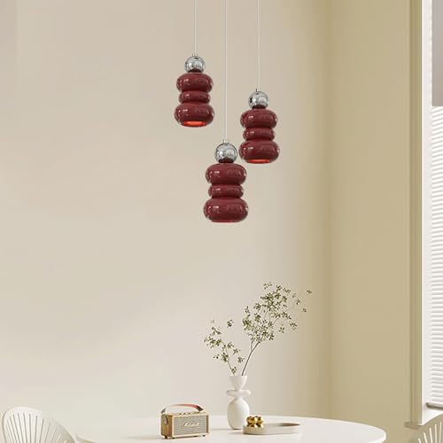 Suspension E27 rouge en métal chromé et résine design pour chambre