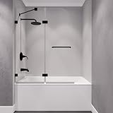 ANZZI Herald Series 48 in. by 58 in. Frameless Hinged Tub Door in Black