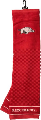 Image of Team Golf NCAA Arkansas Razorbacks Embroidered Golf Towel, Checkered Scrubber Design, Embroidered Logo (Pack of 6)