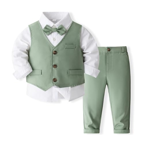Image of Baby Boys' 4-Piece Vest Set with Dress Shirt, Vest, Pants, and Tie