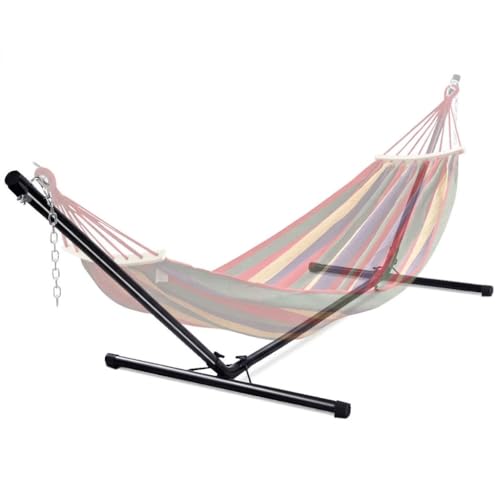 GOPLUS Support de Hamac Universel Patio Portatif Charge Maximale 150 KG Matière en Fer Robuste avec Chaîne de Suspension 325 x 100 x 106 CM Noir pour Jardin...