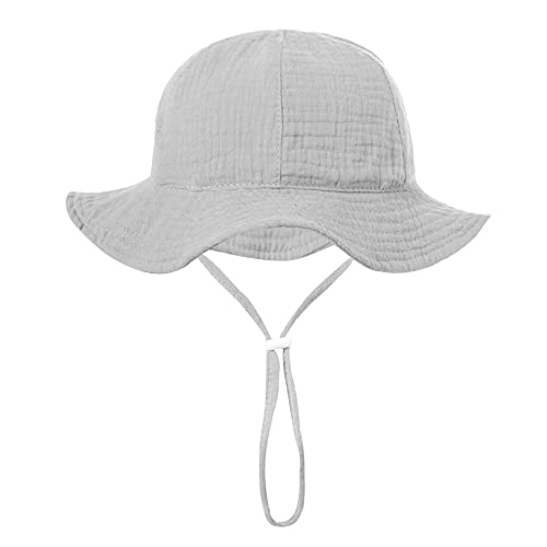 Image of Mcsfipcaser Baby Sun Hat Toddler Infant Cap Kid Beach Hats Swimsuit with UPF 50+ Protective Sunscreen Newborn Bucket Hat for Boys Girls (US, Age, 0 Months, 6 Months, Gray)