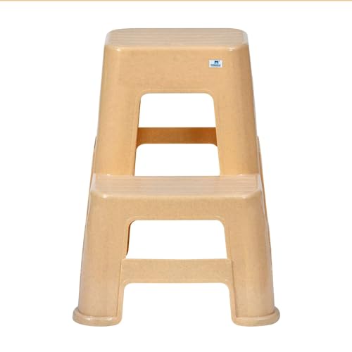 Image of Nilkamal STL21 Step Stool for Home, Bedroom, Bathroom, Kitchen, Living Room, Office, Adult, Kids, Children's and Garden Stool with 100Kg Load Capacity (Marble Beige)
