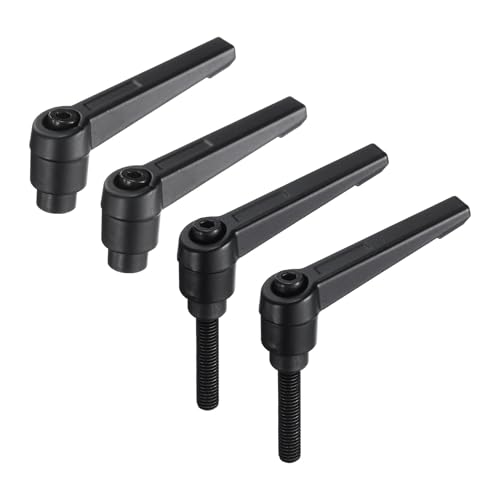 Image of uxcell 4pcs Clamping Lever Adjustable Handle Set Metric M6 x 32mm Male & M6 Female Thread Level Handles Hand Stud Knobs Quick Release Black for Lathe Machinery