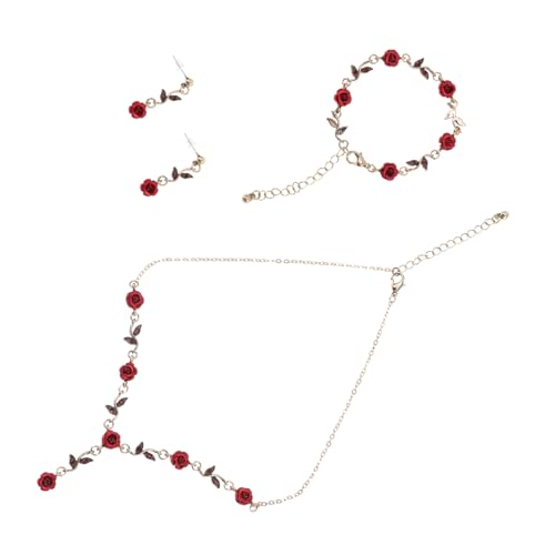 Bijoux de mariée en forme de rose avec collier de perles en alliage