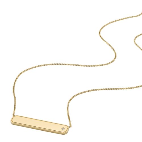 Image of Fossil Women's Gold-Tone Stainless Steel Pendant Chain Necklace for Women