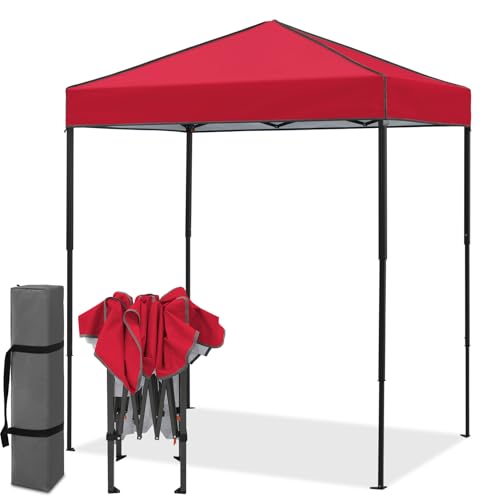 EAGLE PEAK 6x4 Instant Pop Up Canopy Tent, Straight Leg Sun Shelter, Portable Canopy with Carry Bag for Camping, Beach & Sports, Red