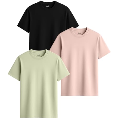 Image of Nobero 100% Cotton Tshirts for Men Combo Pack of 3 | Regular Fit Round Neck Half Sleeve