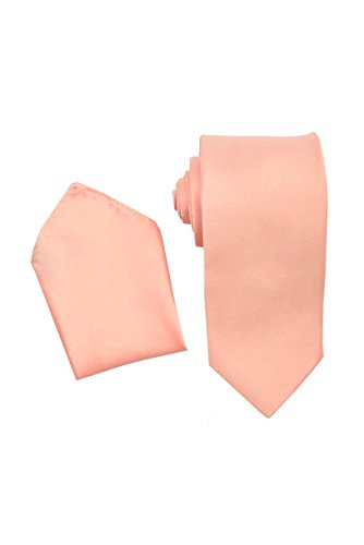 Men's Premium Solid Vest - NeckTie – Bow Tie - Pocket Square 4 Piece Set for Suits & Tuxedos (Peach, 2XL)3