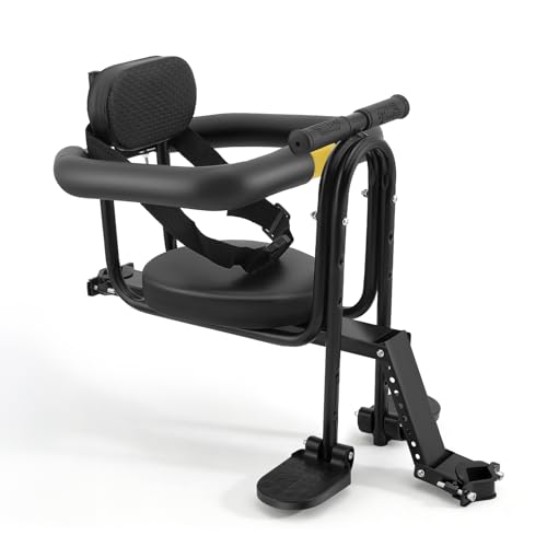 Asiento delantero para bicicletas de 1-6 años con sillín, respaldo y pedales ajustables