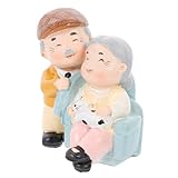 VICASKY Resin Figur Elderly Couple Dekoration Hochzeit Jahrestag Ornament Kreative Desktop Skulptur Geschenk für Oma Opa Liebe Tischdeko